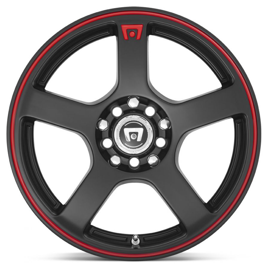 Motegi Racing<br>MR116 FS5 Matte Black Red Stripe (18x8)